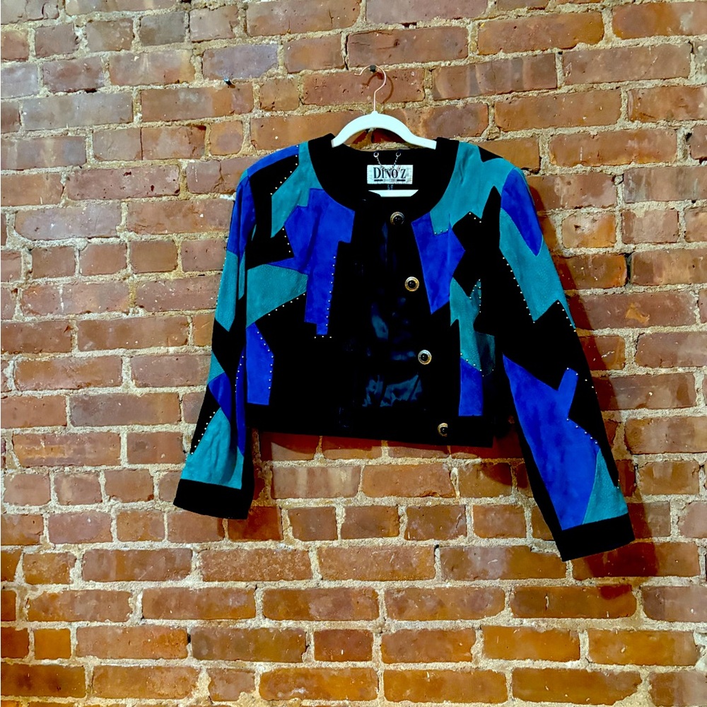 Vintage 80s Dino'z studs suede leather jacket